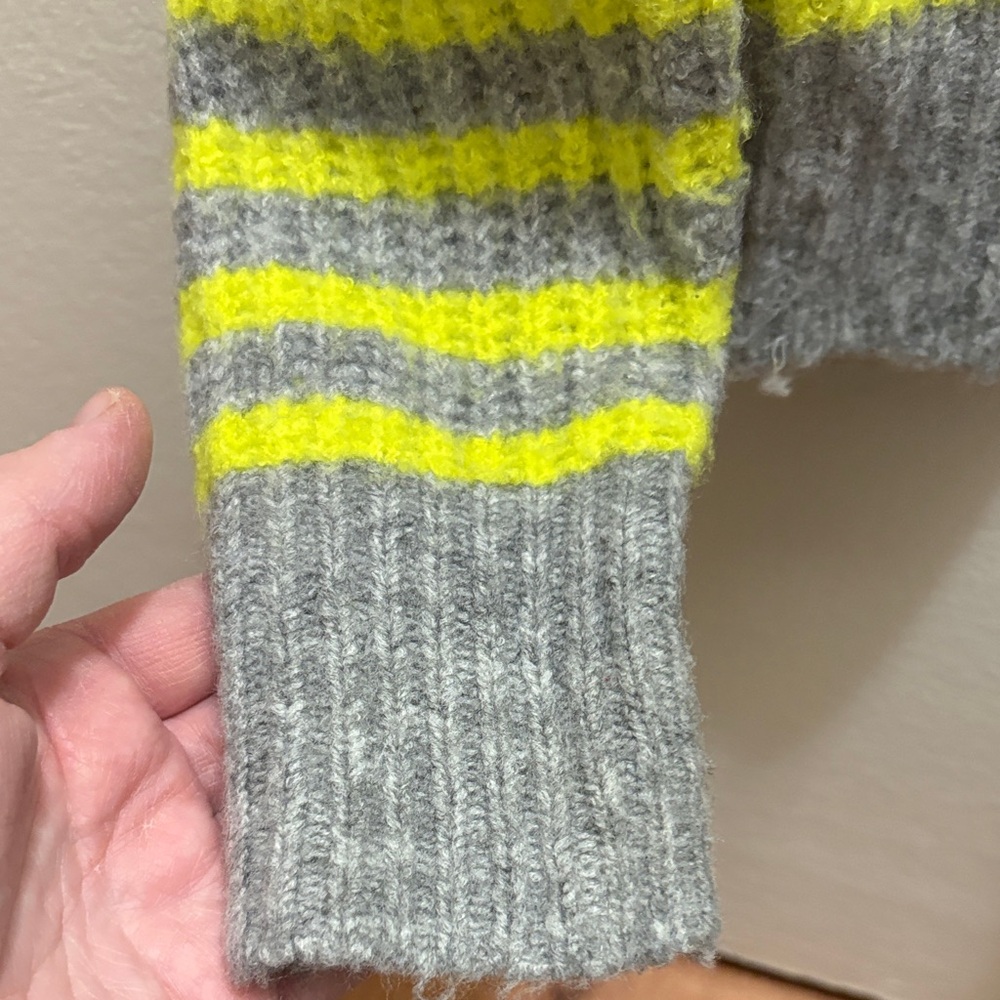 Anthropologie Gray and Yellow Striped Sweater XSP - Picture 4 of 8